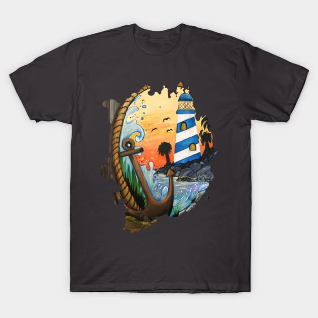 Light House View T-Shirt by adamzworld